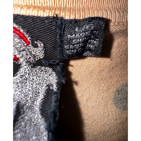 Retro Beige Polka Dot Puff Sleeve Button-Up Sweater‎ Black Flower Accent  Large - Picture 5 of 8